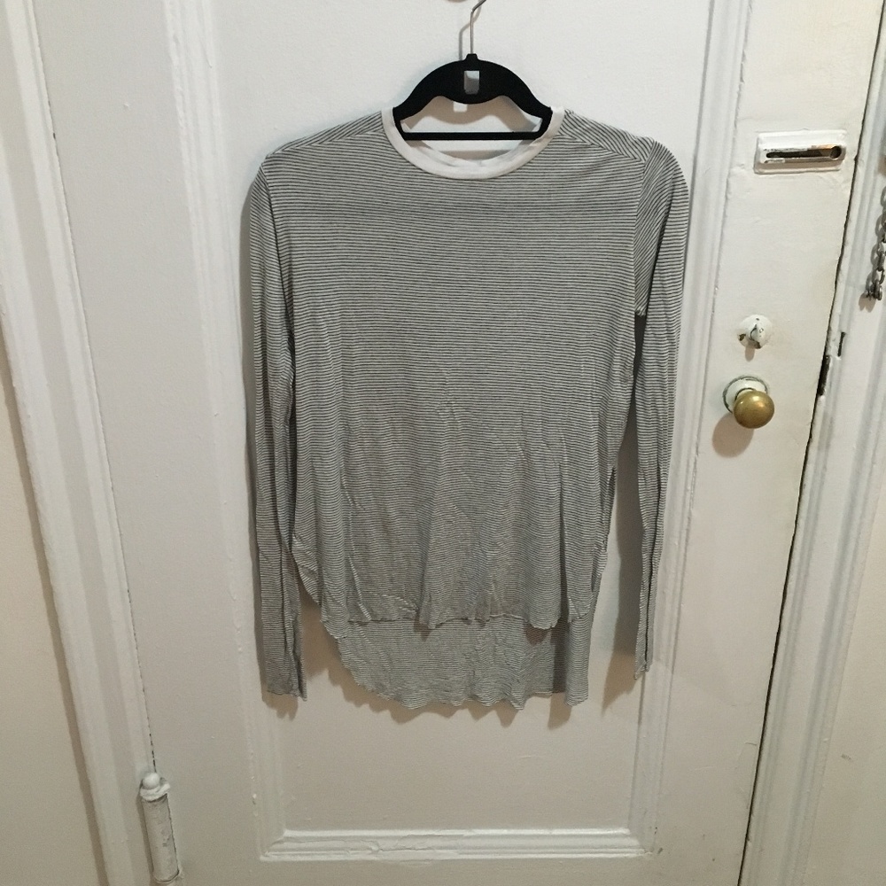 Long sleeve black and white stripped shirt